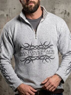 ESY 2003 Vintage Daytona Beach Bike Week 1/4 Zip Up Sweater Size Small USA